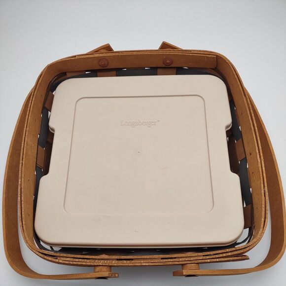 Longaberger Fieldstone Carry & Serve Square Basket with Food Storage Container - Picture 5 of 13